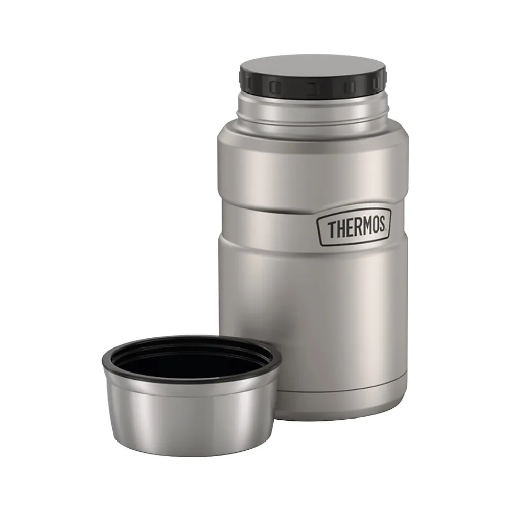 Lunch Totes & Water Bottles|Thermos King Food Jar, Black/Silver, 24 Oz. (SK3020MSDB4)