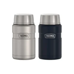 Lunch Totes & Water Bottles|Thermos King Food Jar, Black/Silver, 24 Oz. (SK3020MSDB4)