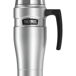 King Stainless Steel Vacuum Insulated Travel Mug, 16 oz., Silver (THR1000STTRI4)<Thermos Discount