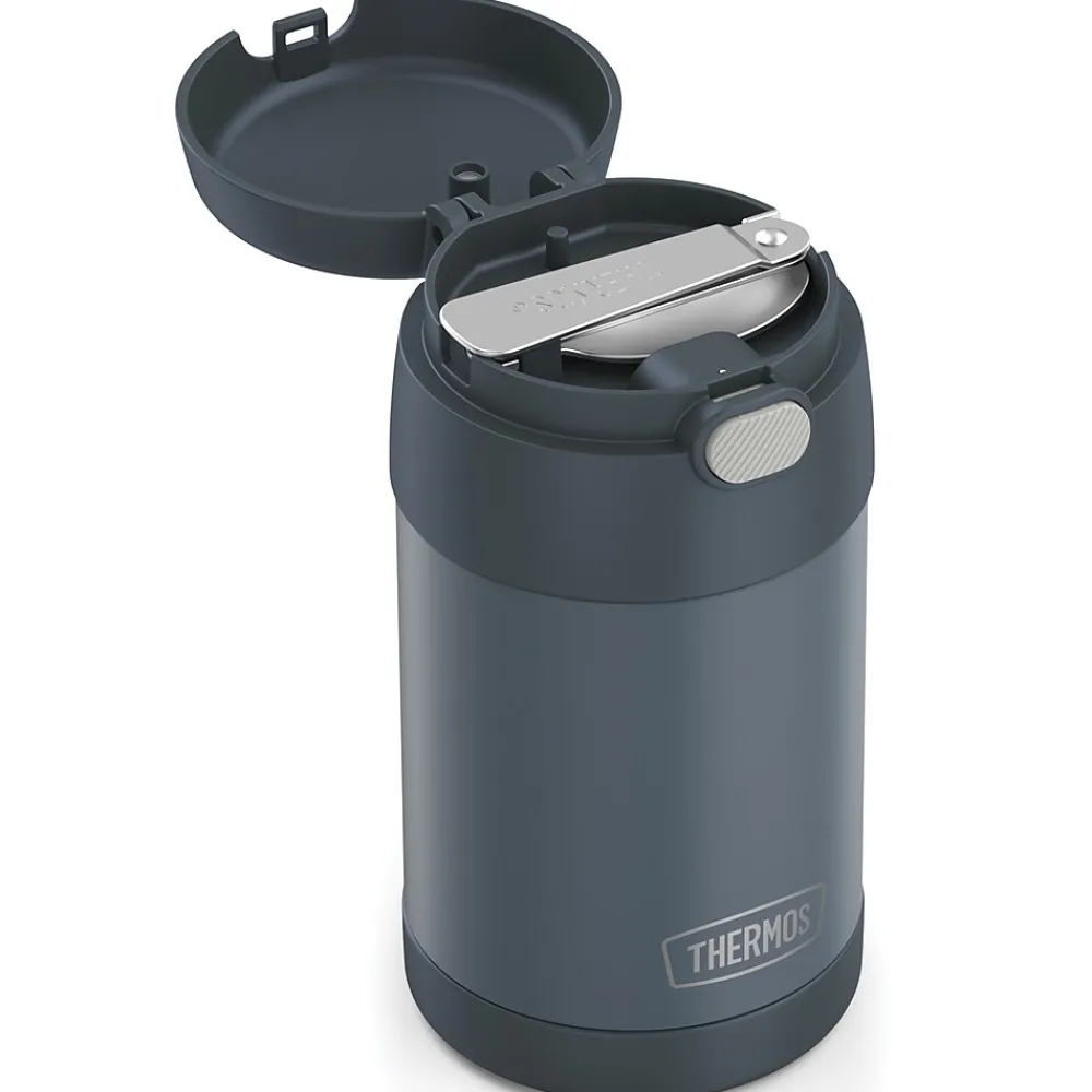 Lunch Totes & Water Bottles|Thermos 16-Ounce FUNtainer Vacuum-Insulated Stainless Steel Food Jar with Folding Spoon, Stone Slate (F31101SL6)