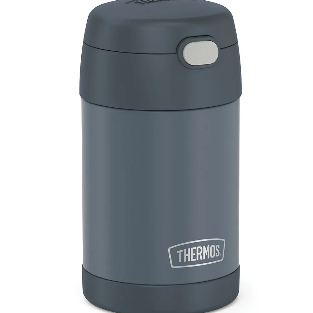 Lunch Totes & Water Bottles|Thermos 16-Ounce FUNtainer Vacuum-Insulated Stainless Steel Food Jar with Folding Spoon, Stone Slate (F31101SL6)
