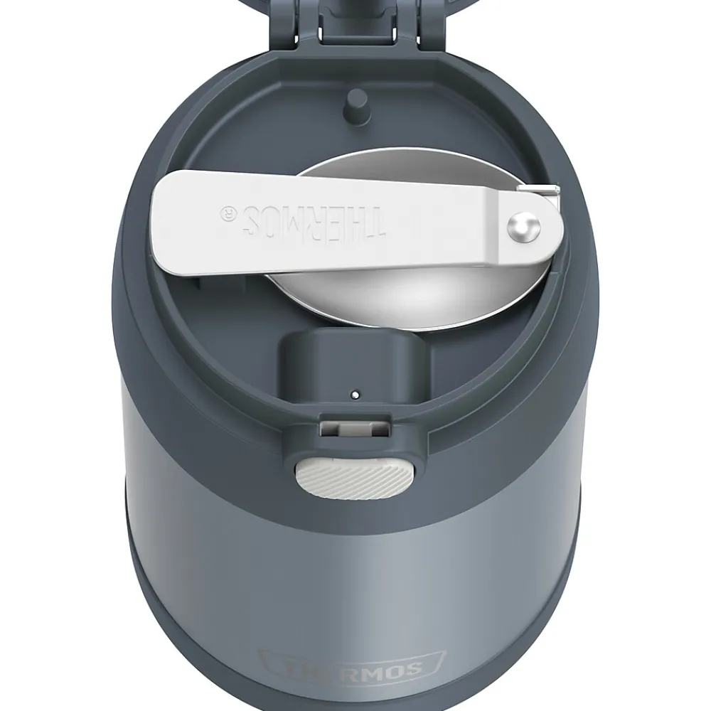 Lunch Totes & Water Bottles|Thermos 16-Ounce FUNtainer Vacuum-Insulated Stainless Steel Food Jar with Folding Spoon, Stone Slate (F31101SL6)