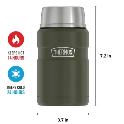 Lunch Totes & Water Bottles|Thermos 24-Ounce Stainless King Vacuum-Insulated Food Jar, Army Green (SK3020AGTRI4)