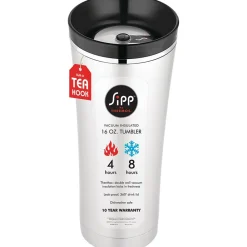 Thermos ® Sipp 16 oz. Vacuum Insulated Stainless Steel Trim Travel Tumbler, Black
