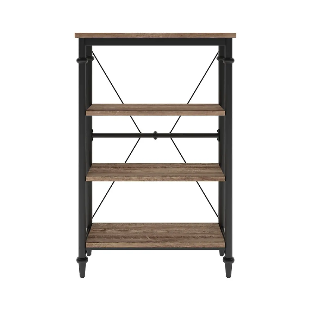 Bookcases*Thomasville Furniture Thomasville Breslyn 3-Shelf 48"H Metal Bookcase, Crosscut Hickory/Black Nickel (SPLS-BRBK-TV)