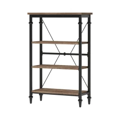 Bookcases*Thomasville Furniture Thomasville Breslyn 3-Shelf 48"H Metal Bookcase, Crosscut Hickory/Black Nickel (SPLS-BRBK-TV)