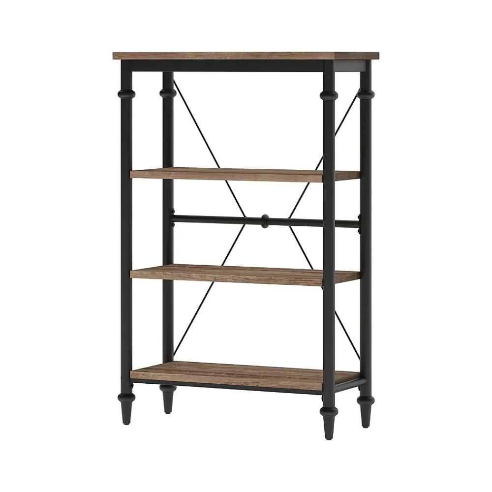 Bookcases*Thomasville Furniture Thomasville Breslyn 3-Shelf 48"H Metal Bookcase, Crosscut Hickory/Black Nickel (SPLS-BRBK-TV)
