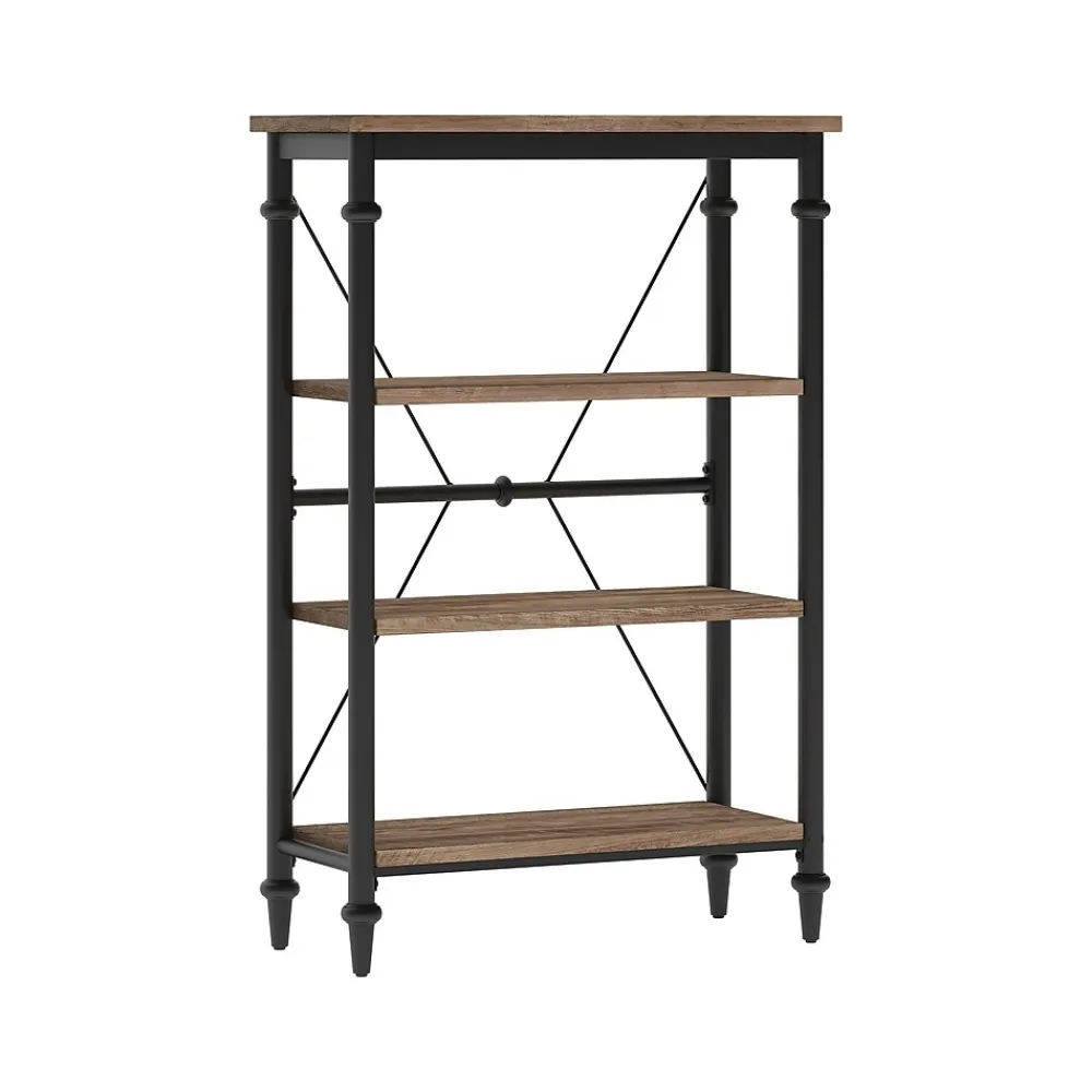 Bookcases*Thomasville Furniture Thomasville Breslyn 3-Shelf 48"H Metal Bookcase, Crosscut Hickory/Black Nickel (SPLS-BRBK-TV)