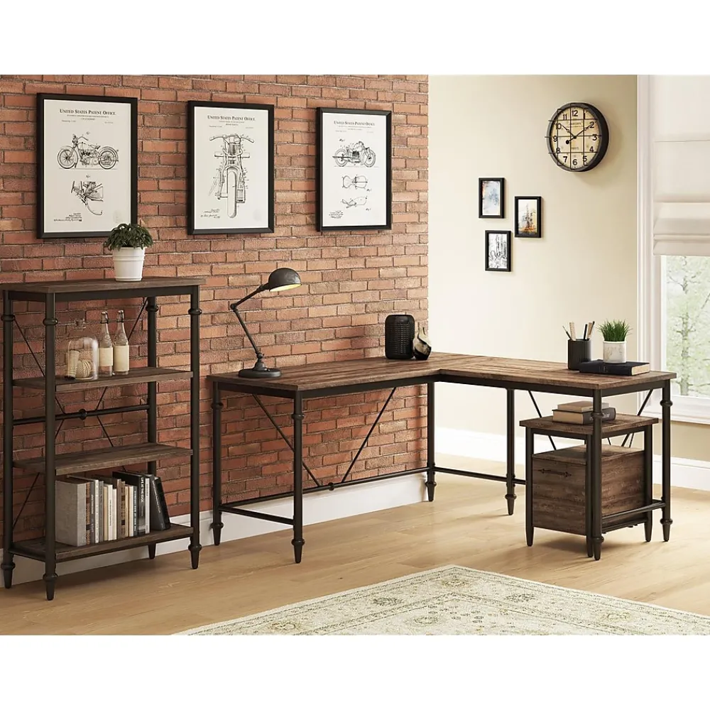 L-Desks*Thomasville Furniture Breslyn 60"W L-Shaped Computer Desk, Crosscut Hickory (SPLS-BRLD-TV)