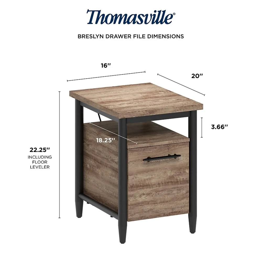 File Cabinets*Thomasville Furniture Breslyn Vertical File Cabinet, Letter/Legal Size, 22.2"H x 16"W x 20"D, Crosscut Hickory (SPLS-BRDF-TV)