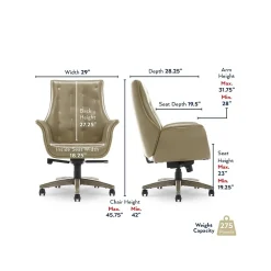 Office Chairs*Thomasville Furniture Brooks Ergonomic Bonded Leather Swivel Executive Chair, Taupe (51493-TP)