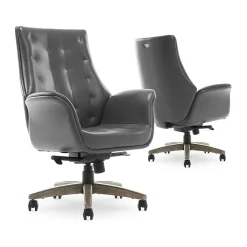 Office Chairs*Thomasville Furniture Brooks Ergonomic Bonded Leather Swivel Executive Chair, Gray (51493-GRY)