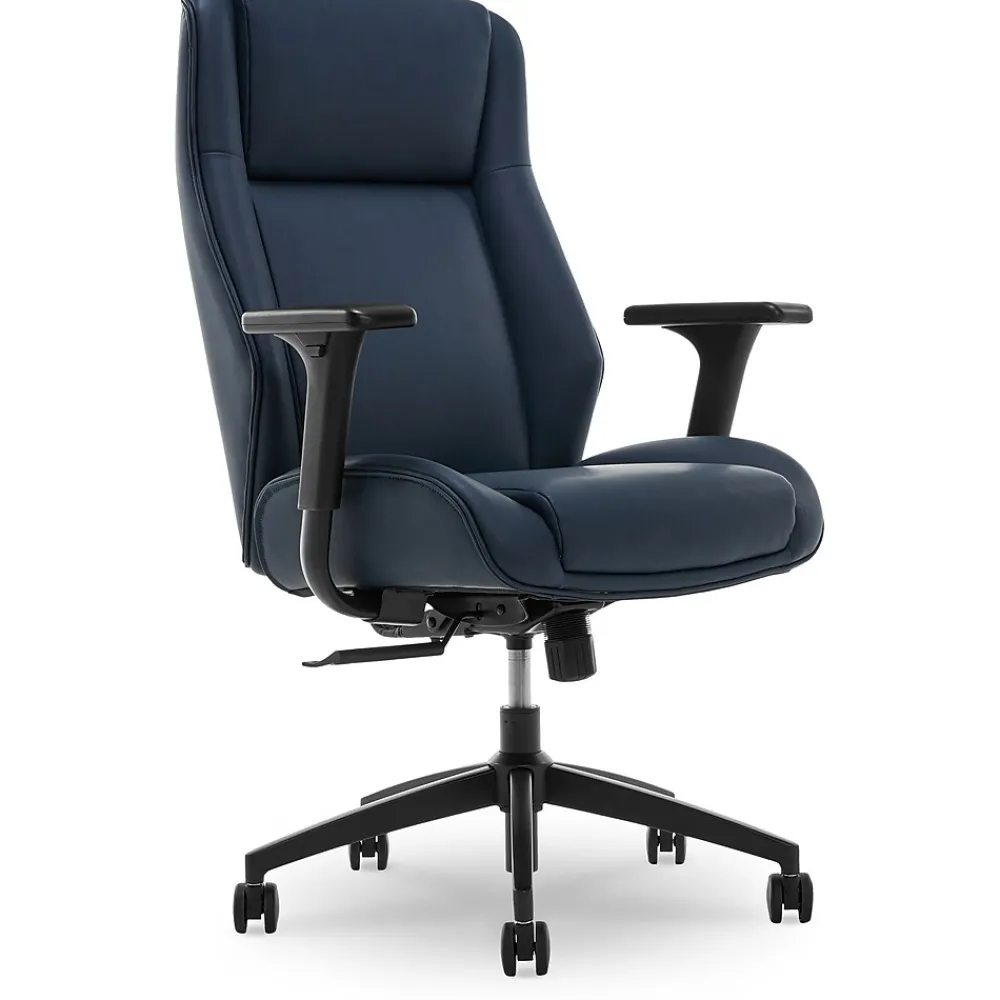 Office Chairs*Thomasville Furniture Darius Ergonomic Bonded Leather Swivel Executive Chair, Navy (51490-NVY)