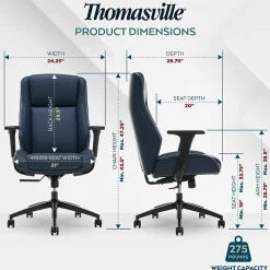 Office Chairs*Thomasville Furniture Darius Ergonomic Bonded Leather Swivel Executive Chair, Navy (51490-NVY)