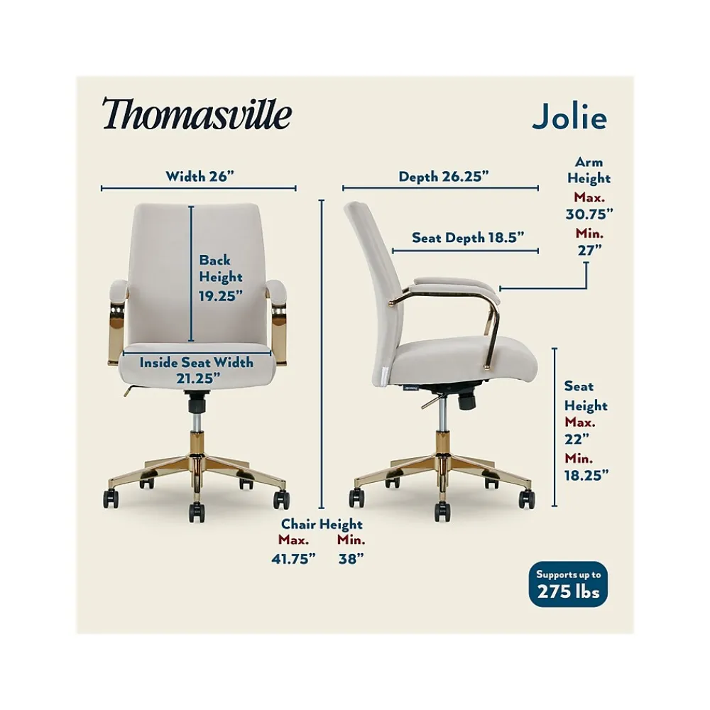 Ergonomic Chairs*Thomasville Furniture Jolie Ergonomic Fabric Swivel Desk Chair, (60068-LGRY) Light Gray