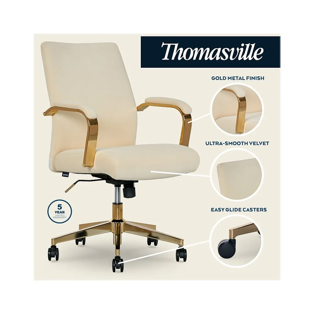 Ergonomic Chairs*Thomasville Furniture Jolie Ergonomic Fabric Swivel Desk Chair, (60068-CRM) Cream