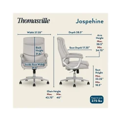 Ergonomic Chairs*Thomasville Furniture Josephine Ergonomic Bonded Leather Swivel Manager Chair, Gray (60071-LGRY) Light Gray