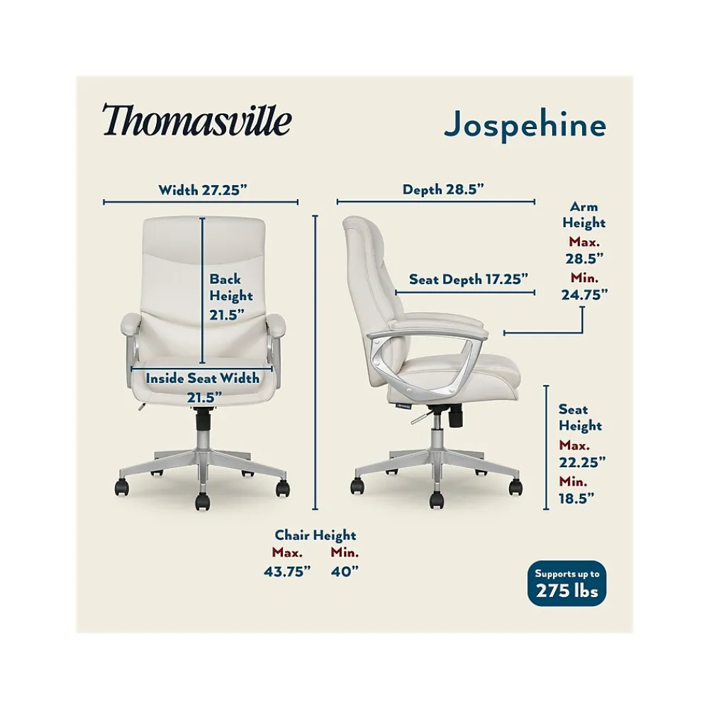 Ergonomic Chairs*Thomasville Furniture Josephine Ergonomic Bonded Leather Swivel Manager Chair, Beige (60071-CRM) Cream