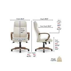 Office Chairs*Thomasville Furniture Lockhart Ergonomic Bonded Leather Swivel Executive Chair, Cream (51494-CRM)