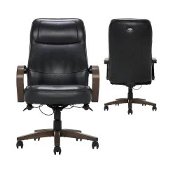 Office Chairs*Thomasville Furniture Lockhart Ergonomic Bonded Leather Swivel Executive Chair, Black (51494-BLK)