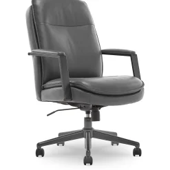 Office Chairs*Thomasville Furniture Upton Ergonomic Bonded Leather Swivel Manager Chair, Gray (51421-GRY)