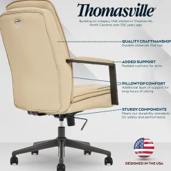 Office Chairs*Thomasville Furniture Upton Ergonomic Bonded Leather Swivel Manager Chair, Cream (51421-CRM)