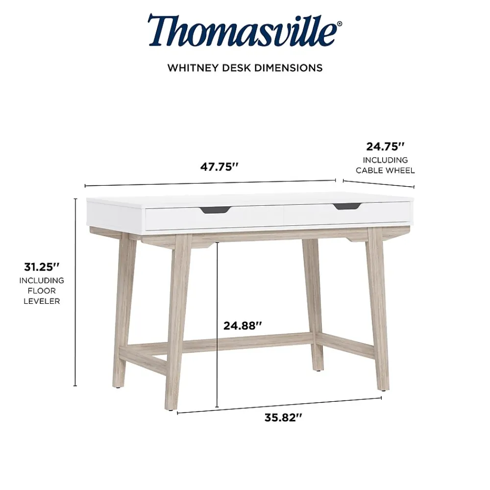 Office Desks*Thomasville Furniture Whitney 48"W Writing Desk, Snowy White (SPLS-WH48D-TV)