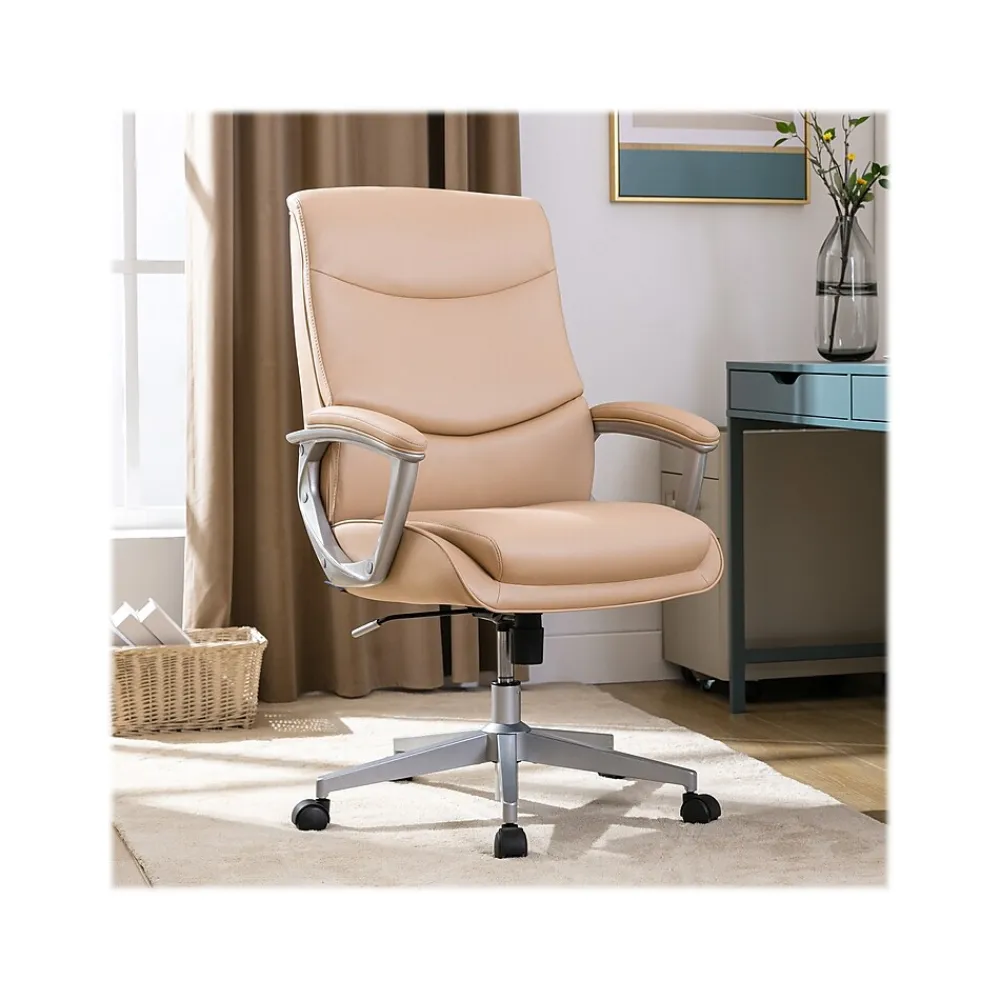 Office Chairs*Thomasville Furniture Thomasville Josephine Ergonomic Bonded Leather Swivel Manager Chair, (60071-BLSH) Blush