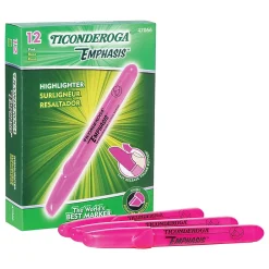 Highlighters|Ticonderoga Emphasis Fluorescent Highlighter, Chisel Tip, Pink (X47066)