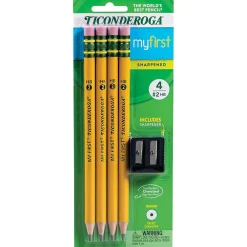 Pencils|Ticonderoga My First Pre-Sharpened Wooden Pencil, 1.3mm, #2 Medium Lead, 4/Pack (X33309X)