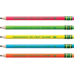 Pencils|Ticonderoga My First Tri-Write Wood-Cased Pencils, Neon Assorted, 12/Pack, 2 Packs/Bundle (DIX13012-2)