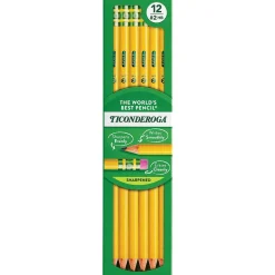 Pencils|Ticonderoga Pre-Sharpened Wooden Pencil, 2.2mm, #2 Soft Lead, Dozen (X13806X)