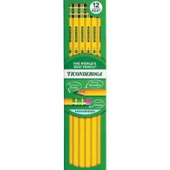 Pencils|Ticonderoga The World's Best Pencil Wooden Pencil, 2.2mm, #2.5 Medium Lead, Dozen (X13885X)