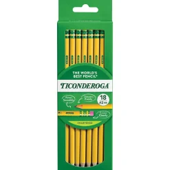 Pencils|Ticonderoga The World's Best Pencil Pre-Sharpened Wooden Pencil, 2.2mm, #2 Soft Lead, 18/Pack (X13818X)