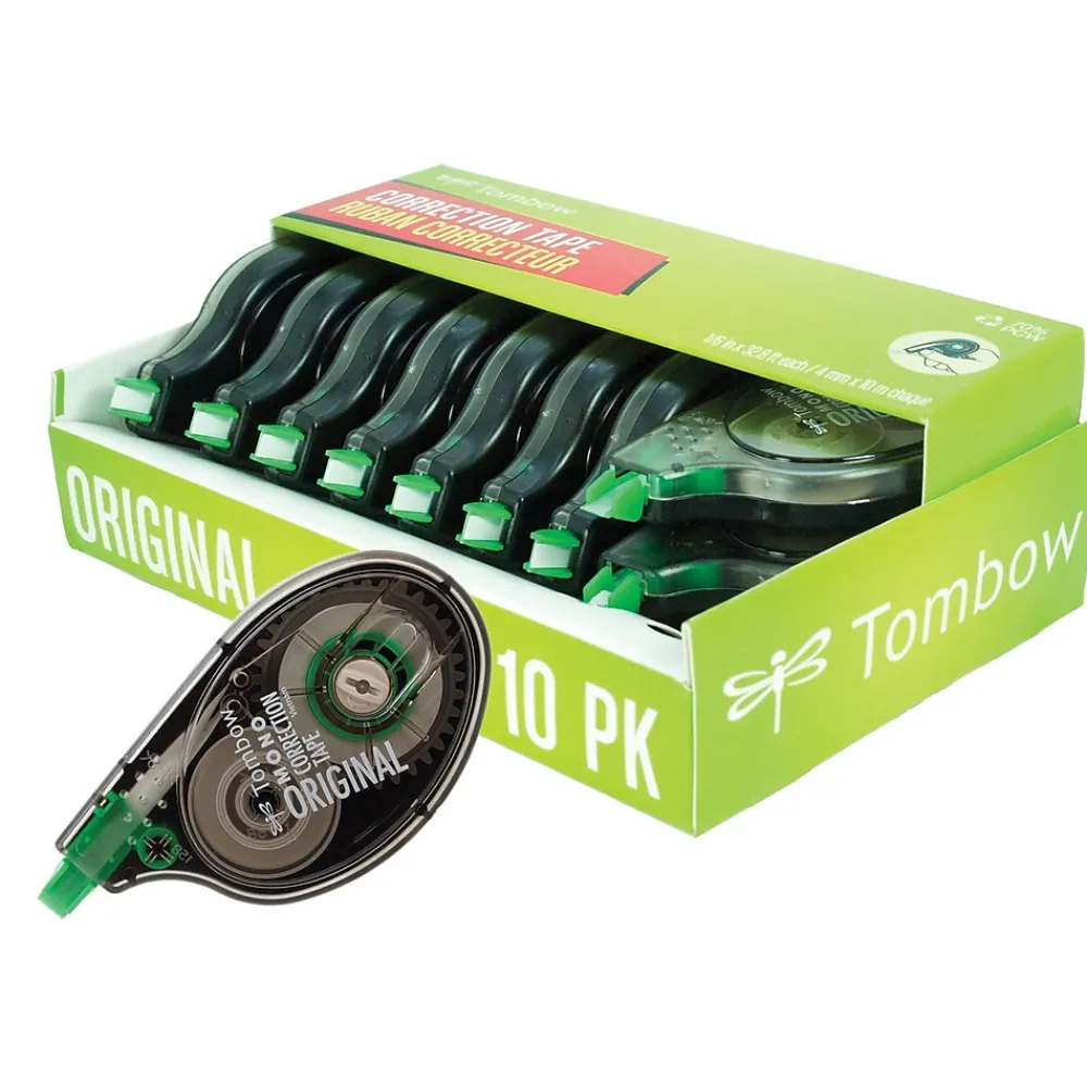 Correction & White-Out|Tombow MONO Original Correction Tape, White, 10/Pack (68720)