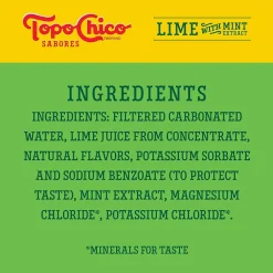 Topo Chico Sabores Lime with Mint Sparkling Water, 12 oz., 8 Cans/Pack, 3 Packs/Carton (412569)