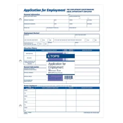 Hr Forms*TOPS ® Application for Employment, 2-Sided, 8-1/2 x 11", 50 Sheets/Pad, 2 Pads/Box (32851)