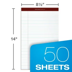 Notepads|TOPS Docket Gold Notepads, 8.5" x 14", White, 50 Sheets/Pad, 12 Pads/Pack (63990)