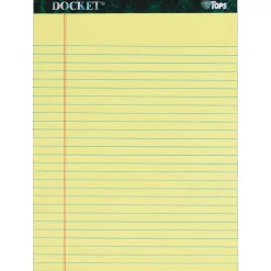 Notepads|TOPS Docket Notepad, 8.5" x 11.75", Wide Ruled, Canary, 50 Sheets/Pad, 6 Pads/Pack (TOP63406)