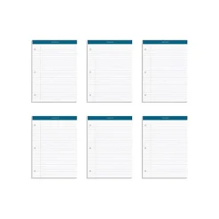 Notepads|TOPS Docket Notepads, 8.25" x 11.75", Wide, White, 100 Sheets/Pad, 6 Pads/Pack (TOP 63437)