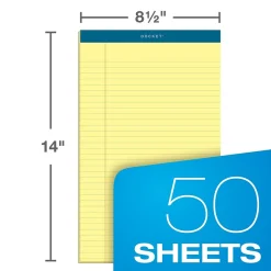 Notepads|TOPS Docket Notepads, 8.5" x 14", Wide, Canary, 50 Sheets/Pad, 12 Pads/Pack (TOP 63580)