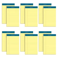 Notepads|TOPS Docket Notepads, 5" x 8", Narrow Ruled, Canary, 50 Sheets/Pad, 12 Pads/Pack (TOP 63350)