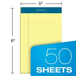 Notepads|TOPS Docket Notepads, 5" x 8", Narrow Ruled, Canary, 50 Sheets/Pad, 12 Pads/Pack (TOP 63350)