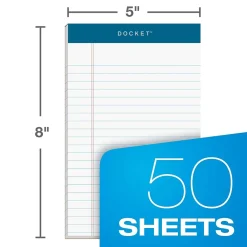 Notepads|TOPS Docket Notepads, 5" x 8", Narrow Ruled, White, 50 Sheets/Pad, 12 Pads/Pack (TOP 63360)