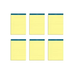 Notepads|TOPS Docket Notepads, 8.5" x 11.75", Wide, Canary, 100 Sheets/Pad, 6 Pads/Pack (TOP 63387)
