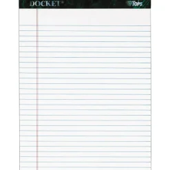 Notepads|TOPS Docket Writing Pad, 8-1/2" x 11-3/4", Legal Ruled, White, 50 Sheets/Pad (63416)