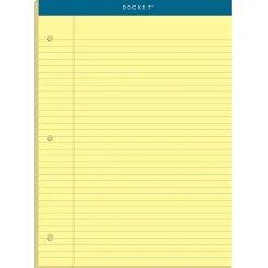 Notepads|TOPS Double Docket Writing Tablet, 8-1/2" x 11-3/4", College Ruled, Canary, 100 Sheets/Pad (63383)