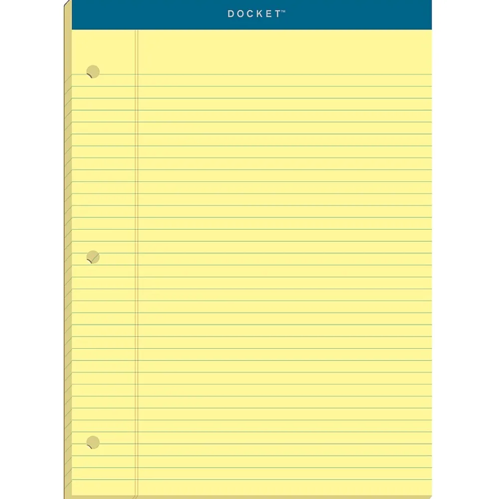 Notepads|TOPS Double Docket Writing Tablet, 8-1/2" x 11-3/4", College Ruled, Canary, 100 Sheets/Pad (63383)