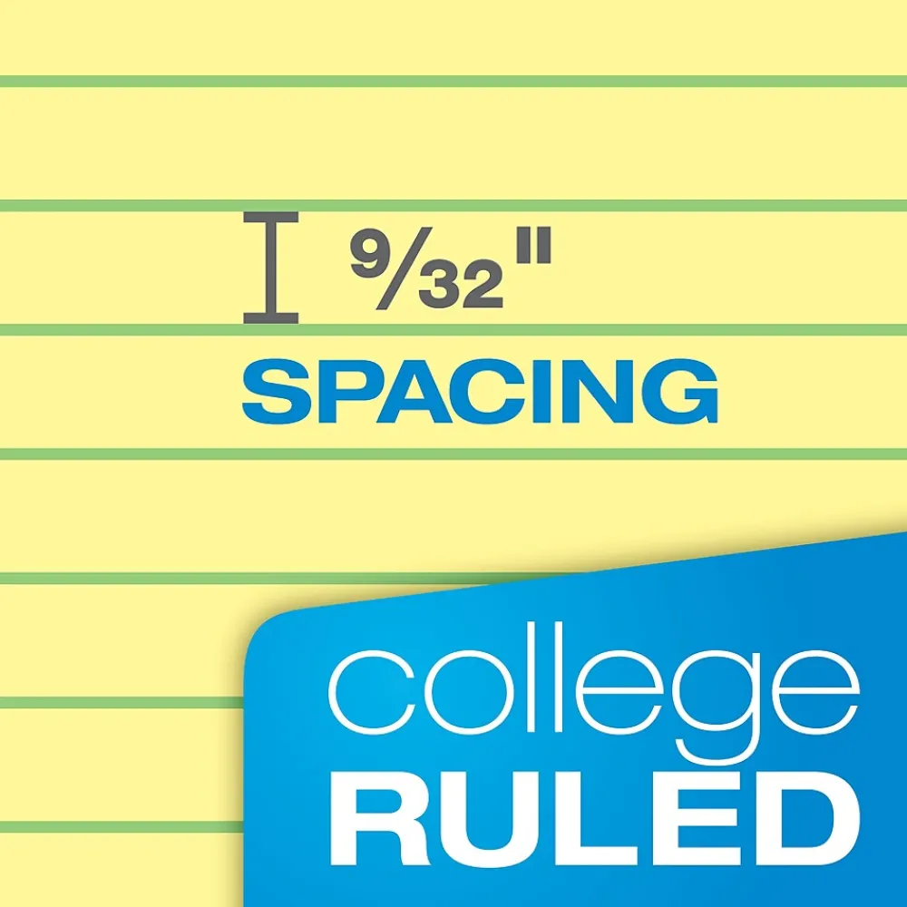 Notepads|TOPS Double Docket Writing Tablet, 8-1/2" x 11-3/4", College Ruled, Canary, 100 Sheets/Pad (63383)