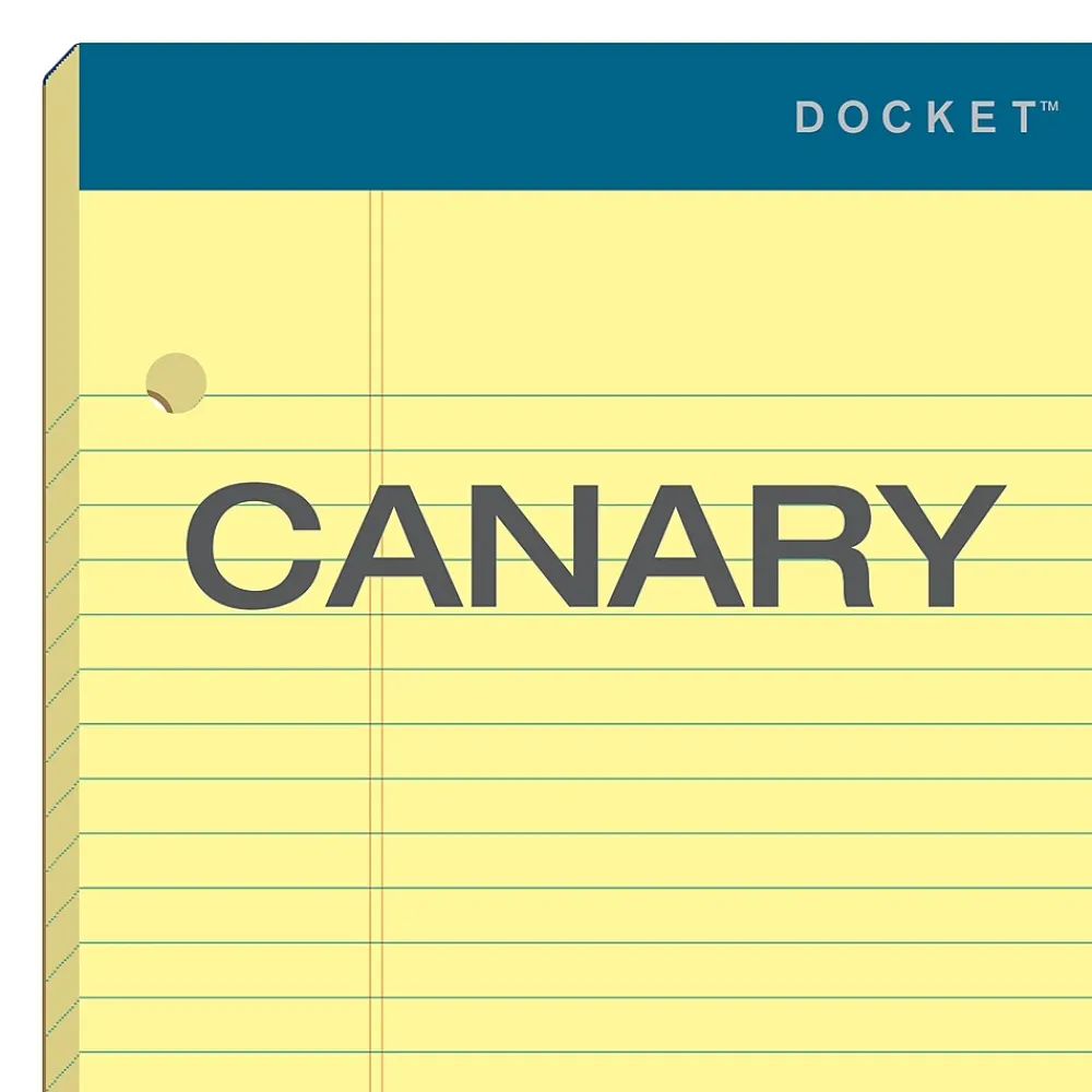 Notepads|TOPS Double Docket Writing Tablet, 8-1/2" x 11-3/4", College Ruled, Canary, 100 Sheets/Pad (63383)